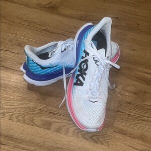 HOKA Women's White and Blue Running Shoes Size 9.5 Profly Like New
